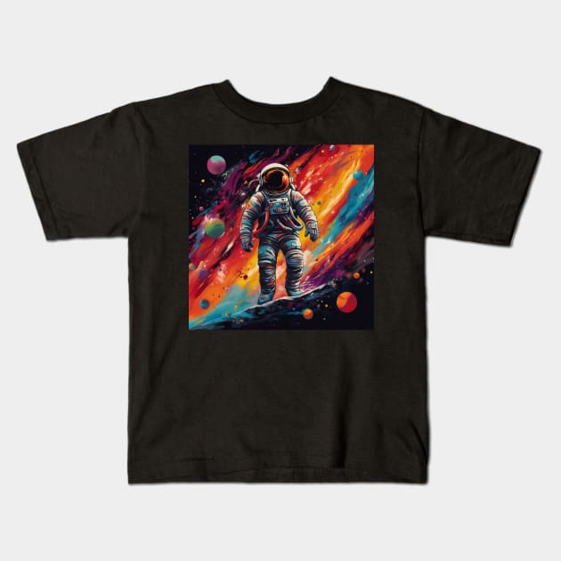 Astronaut space mural Kids T-Shirt by LED Graphix